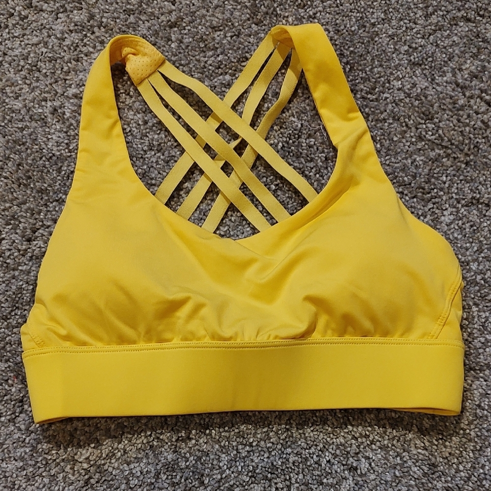 Vibrant Yellow Strappy Sports Bra (#B1006)